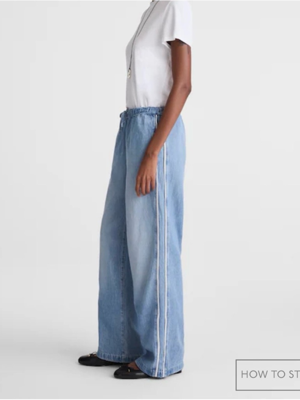 Madewell Light Blue Wide-Leg Drawstring Jeans - fits like xs